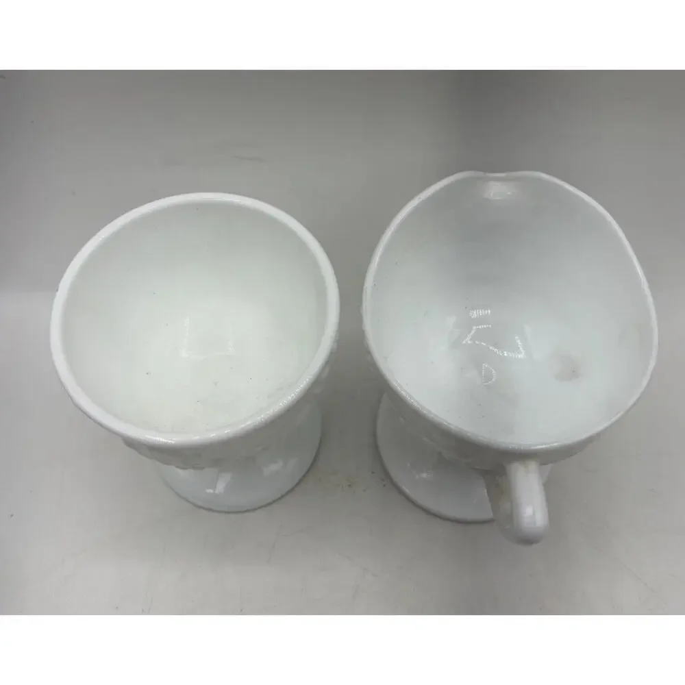 Vintage‎ Indiana Colony Harvest Grape Pattern Milk Glass Creamer and Sugar Bowl
